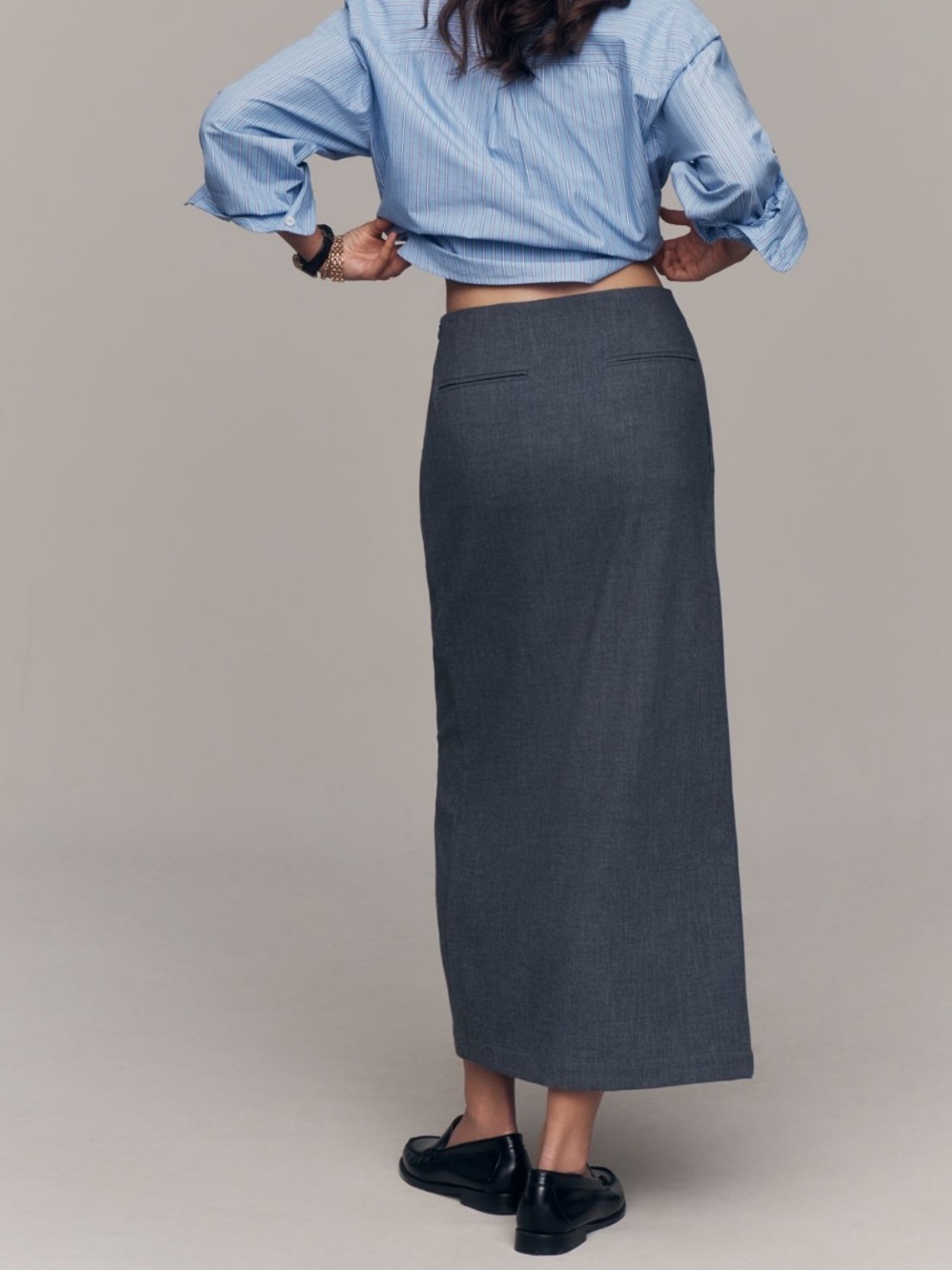 🟤NWT MAEVE by ANTHROPOLOGIE Wrap Pencil Midi Skirt in Heather Gray Sz 4 - Picture 5 of 6